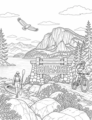 Detailed colouring page of Squamish_24 featuring Squamish sign