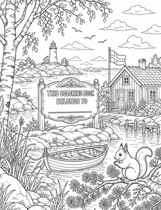 Belongs-To Page inside Sweden Coloring Book for Adults