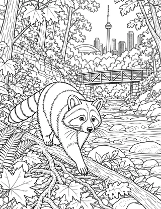 Detailed colouring page of Ravine raccoon