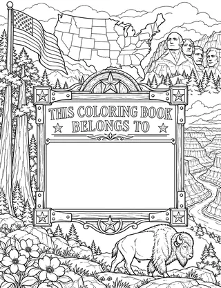 Belongs-To Page inside United States Coloring Book for Adults