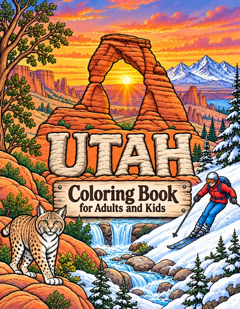 Utah Coloring Book for Adults cover illustration by Louisa May Carson