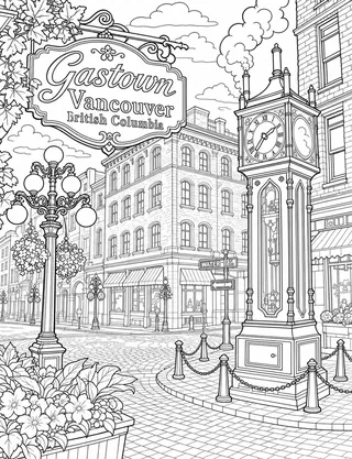 Detailed colouring page of Granville Island