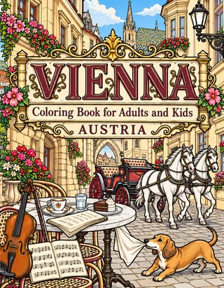 Vienna Coloring Book for Adults cover illustration by Louisa May Carson