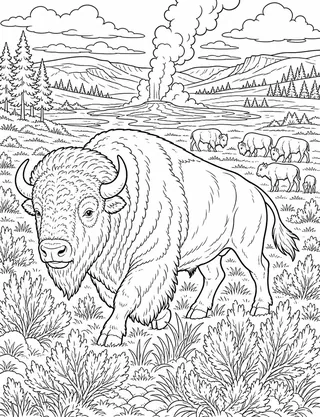 Detailed coloring page of Grand Prismatic Spring
