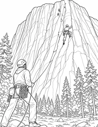 Detailed coloring page of Half Dome